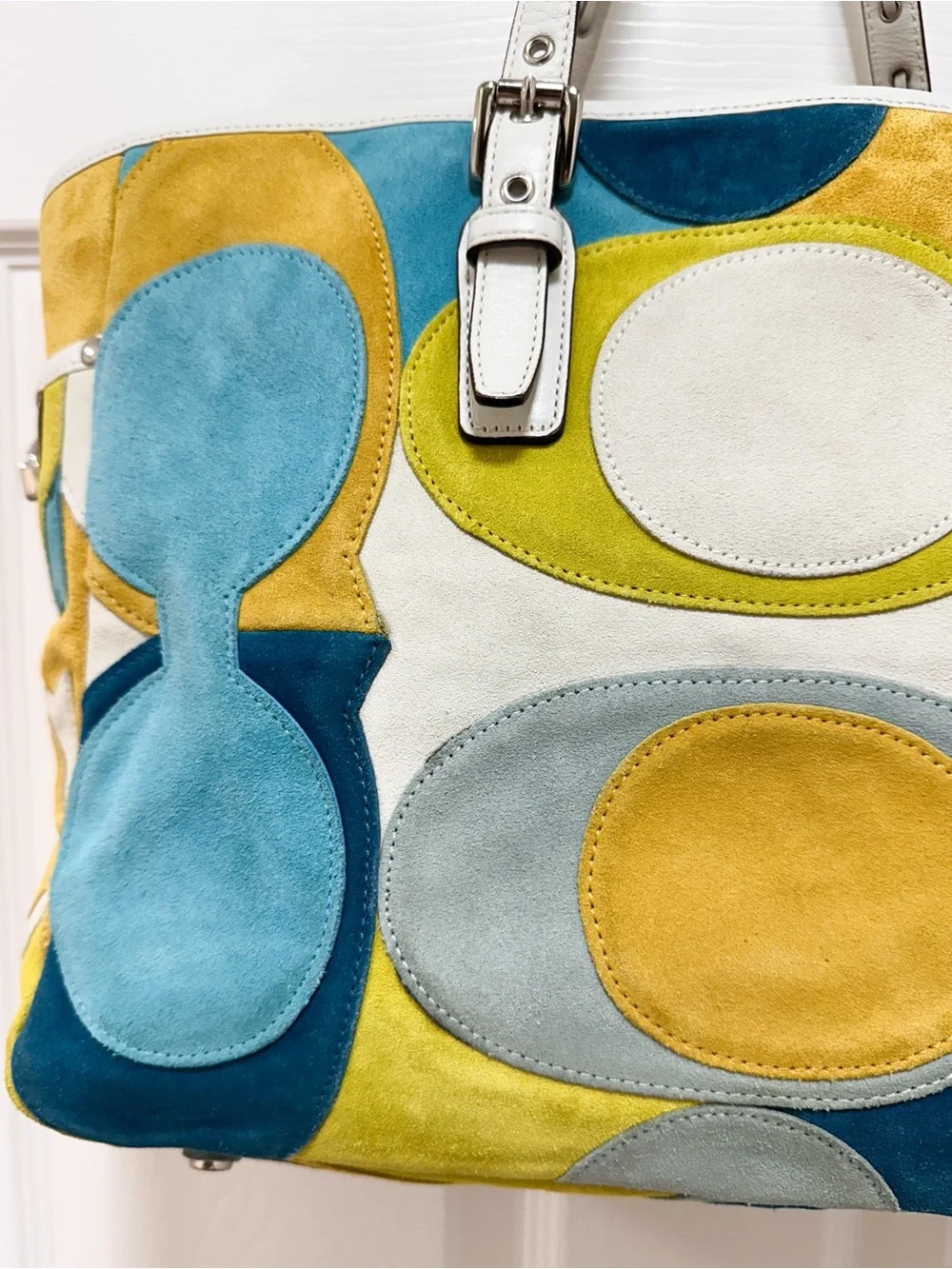 Coach Gallery Tote Optic Signature‎ Suede Patchwork Multicolor Bag Ltd Edition